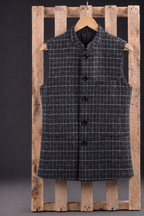 Check black Nehru Jacket