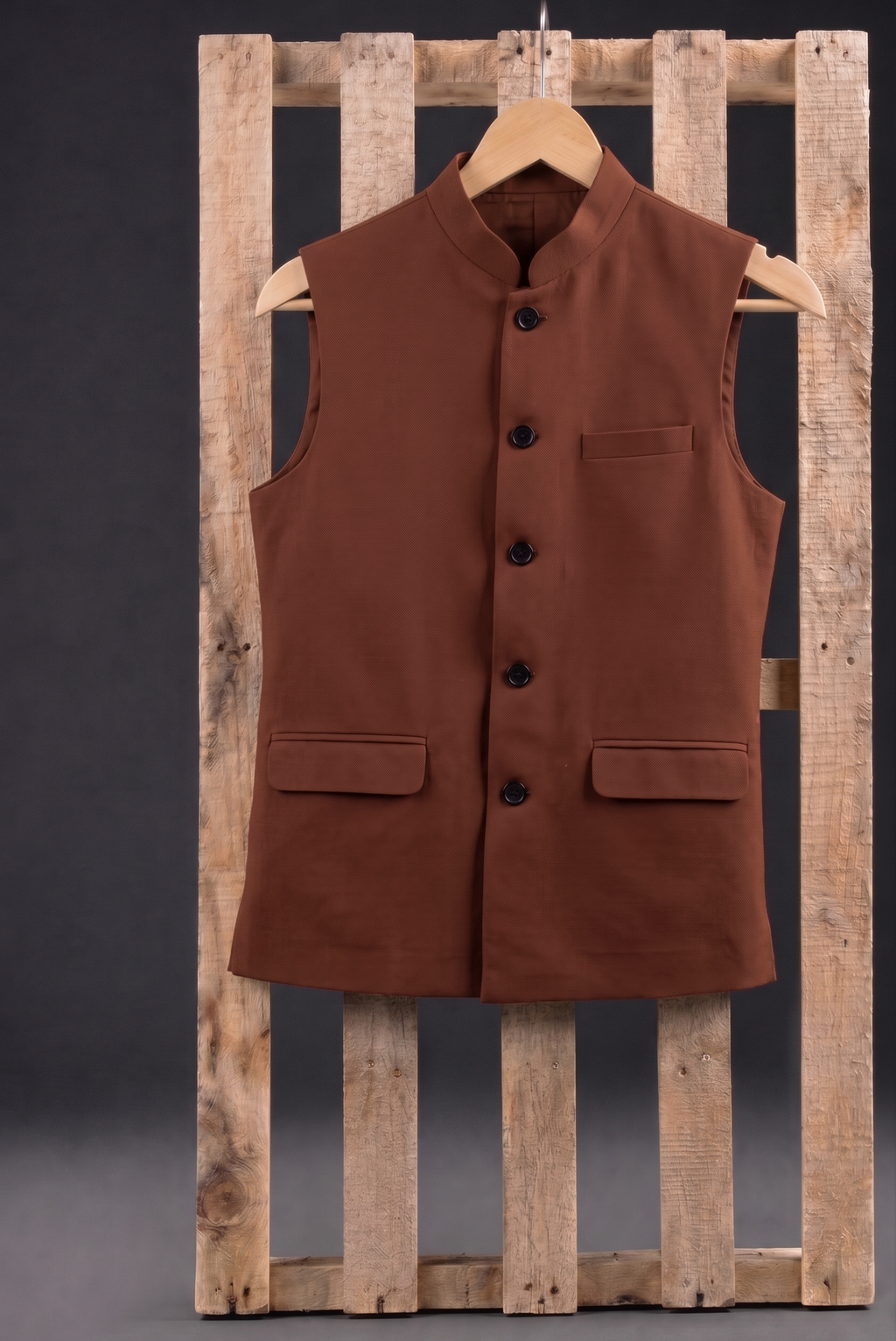 Brown Khadi Nehru Jacket