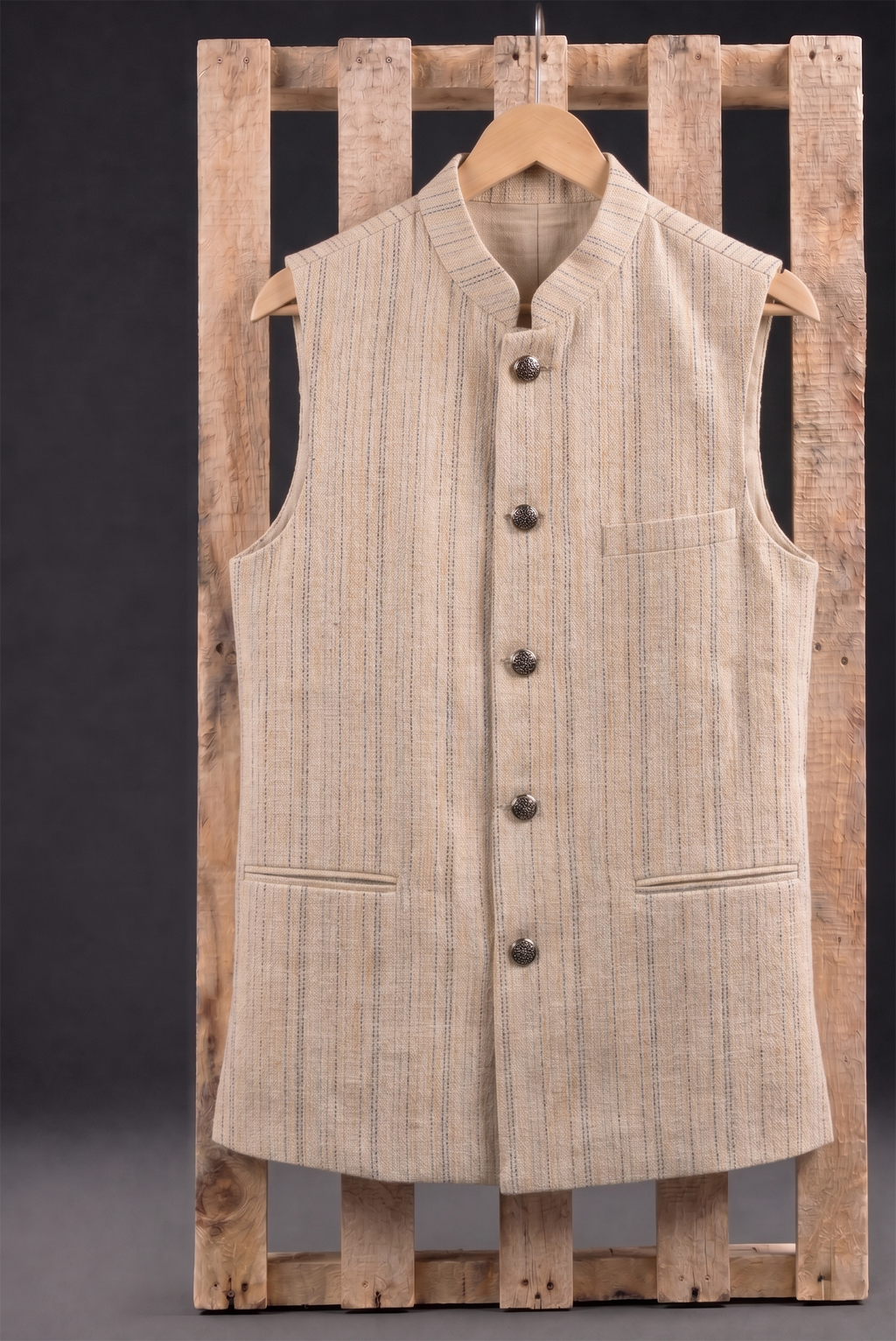 grey strip Nehru Jacket
