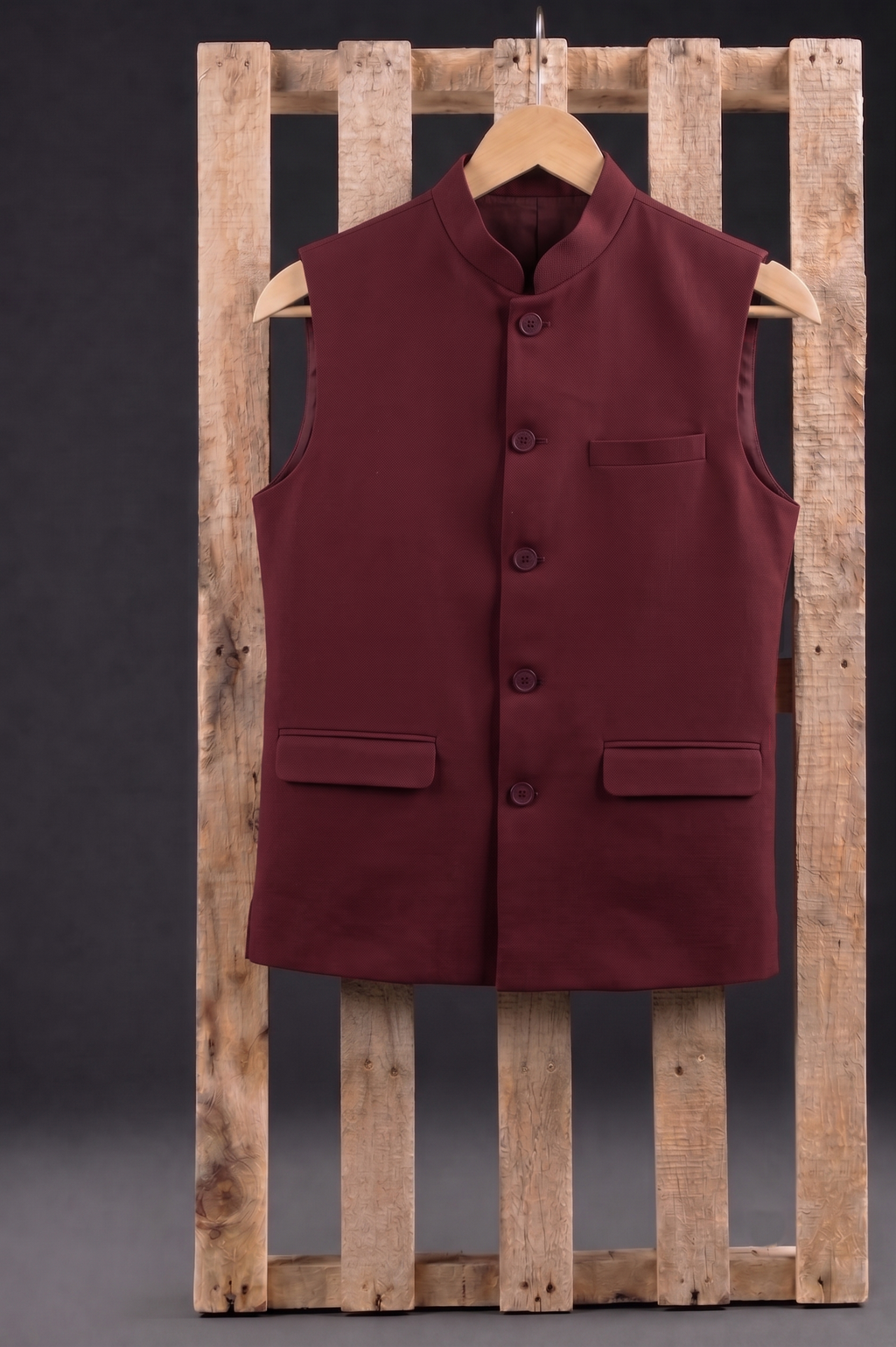 Khadi Mahroon Nehru Jacket