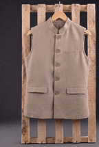 Beige khadi Nehru Jacket