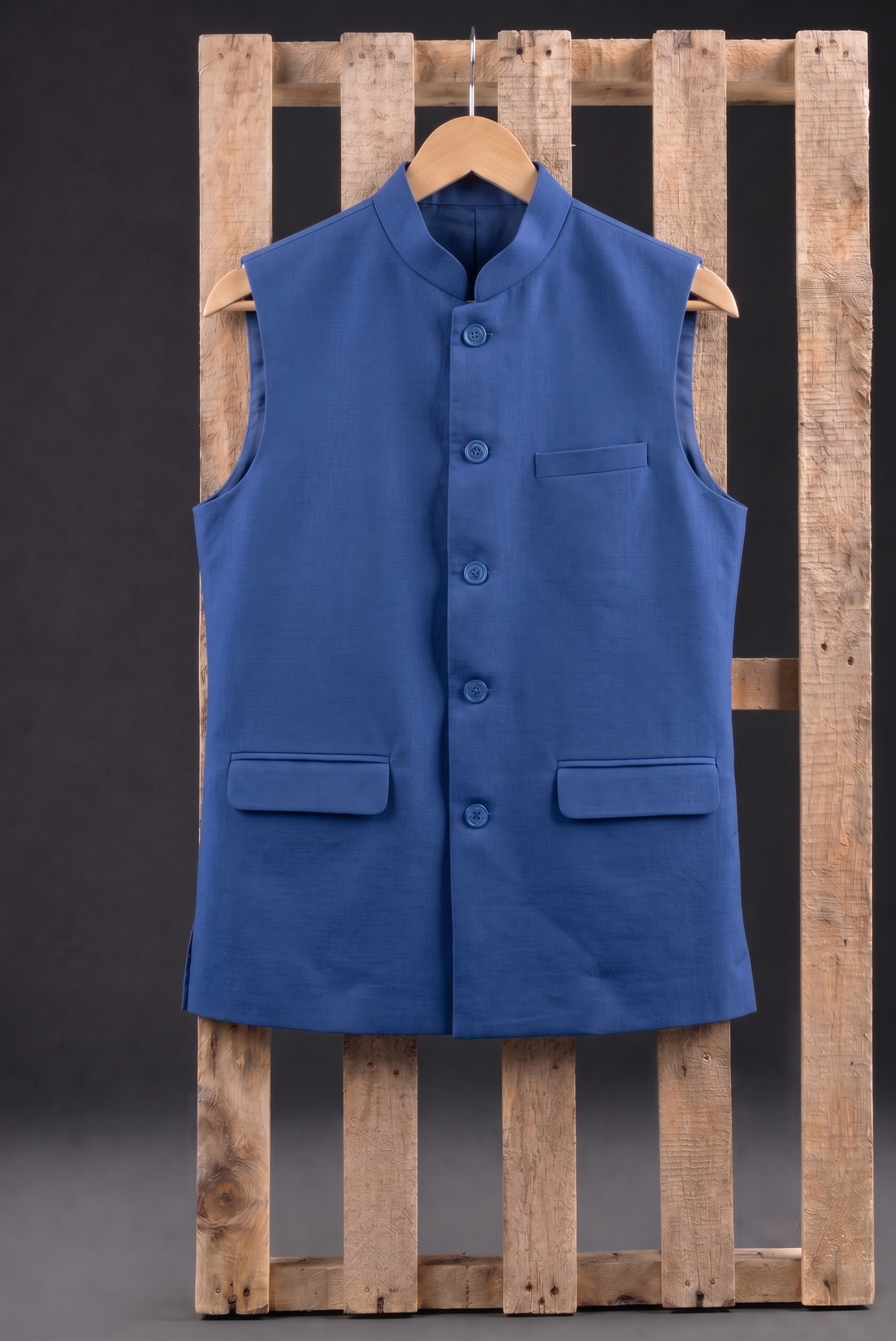Blue Khadi Nehru Jacket