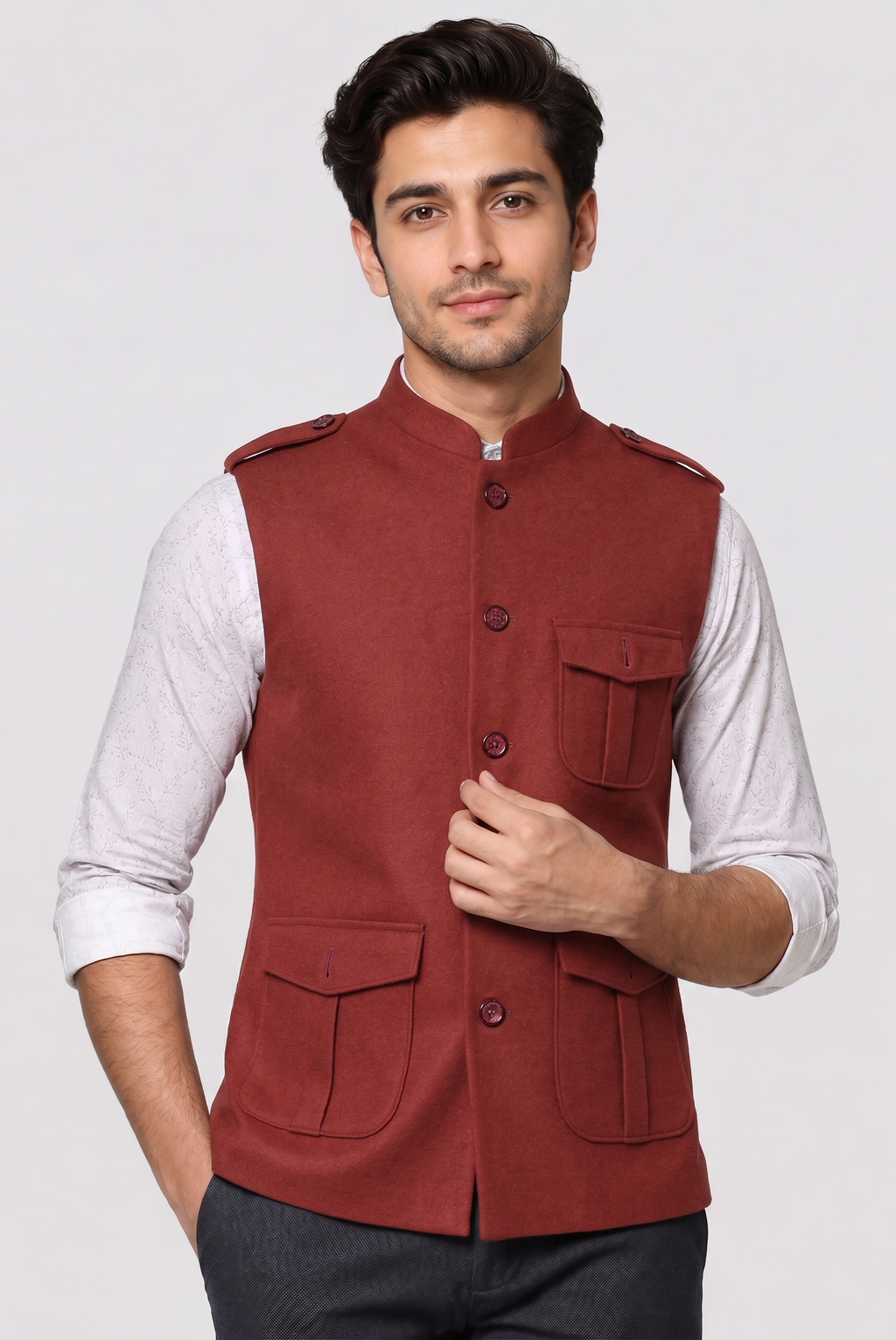 Mahroon Nehru Jacket