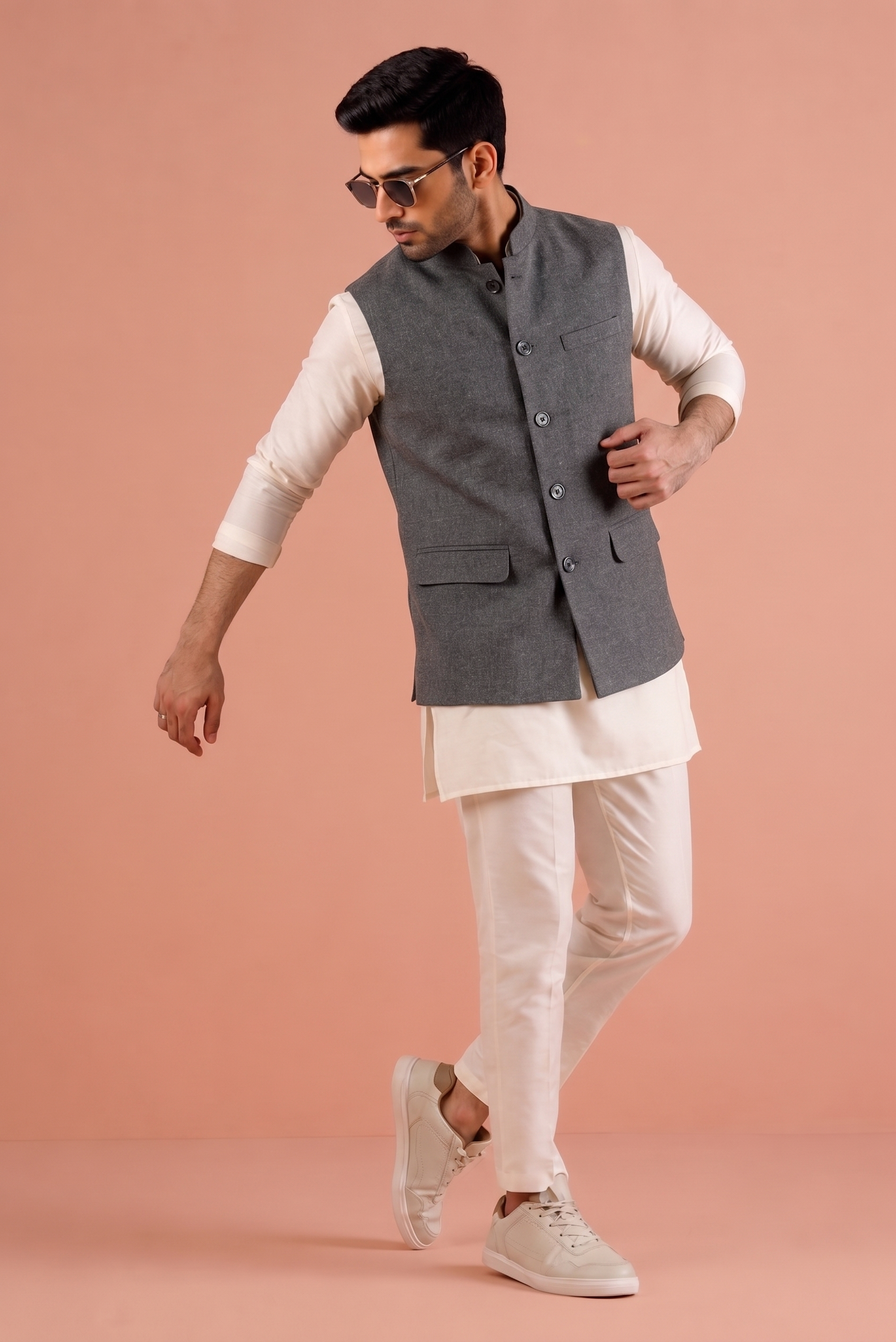 Khadi Grey Nehru Jacket