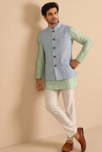 Sky Strip Nehru jacket
