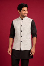 Check white Nehru Jacket