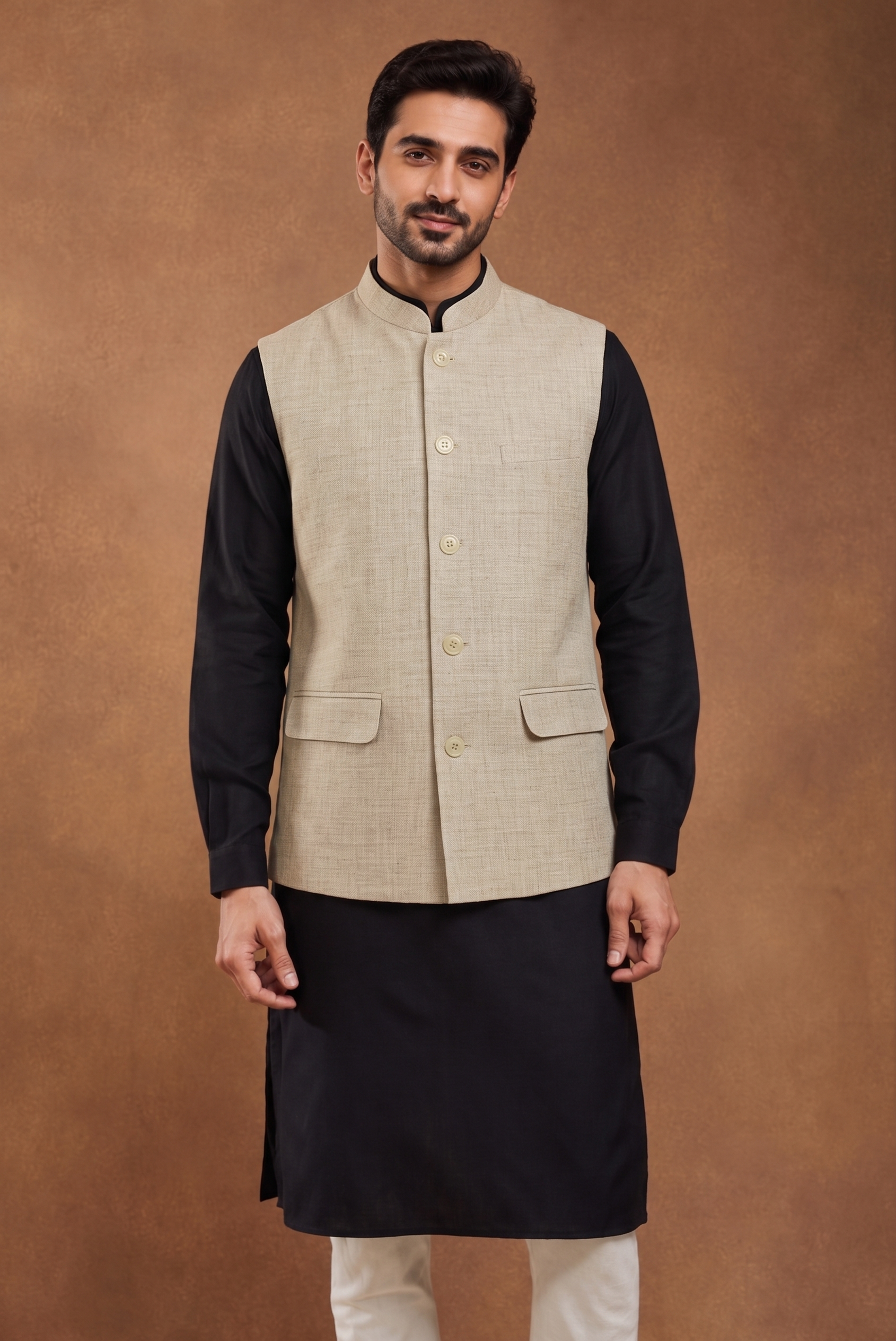 light Beige khadhi Nehru Jacket