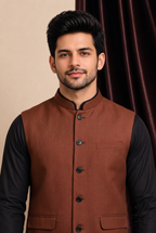 Brown Khadi Nehru Jacket
