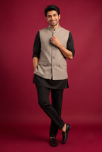 Beige khadi Nehru Jacket