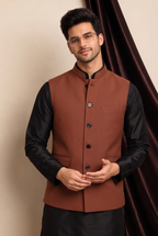 Brown Khadi Nehru Jacket