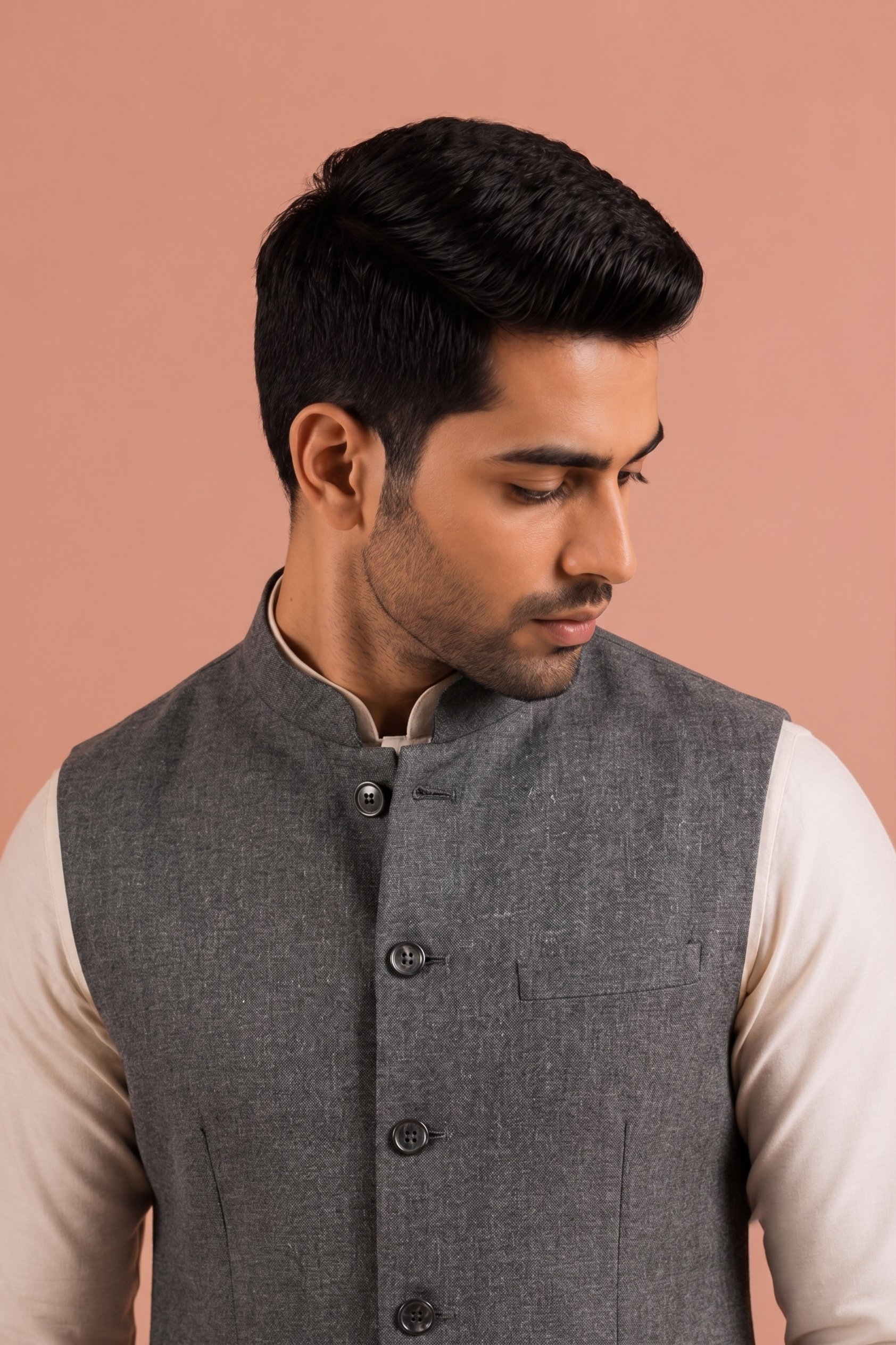 Khadi Grey Nehru Jacket