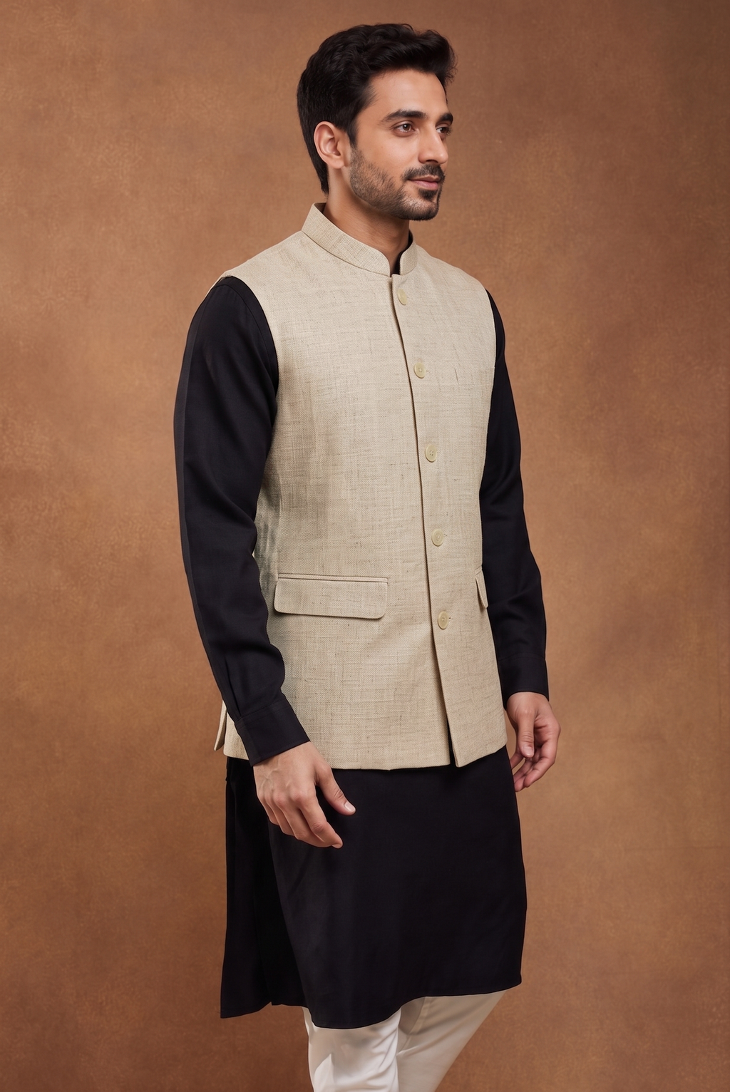 light Beige khadhi Nehru Jacket