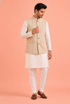 grey strip Nehru Jacket