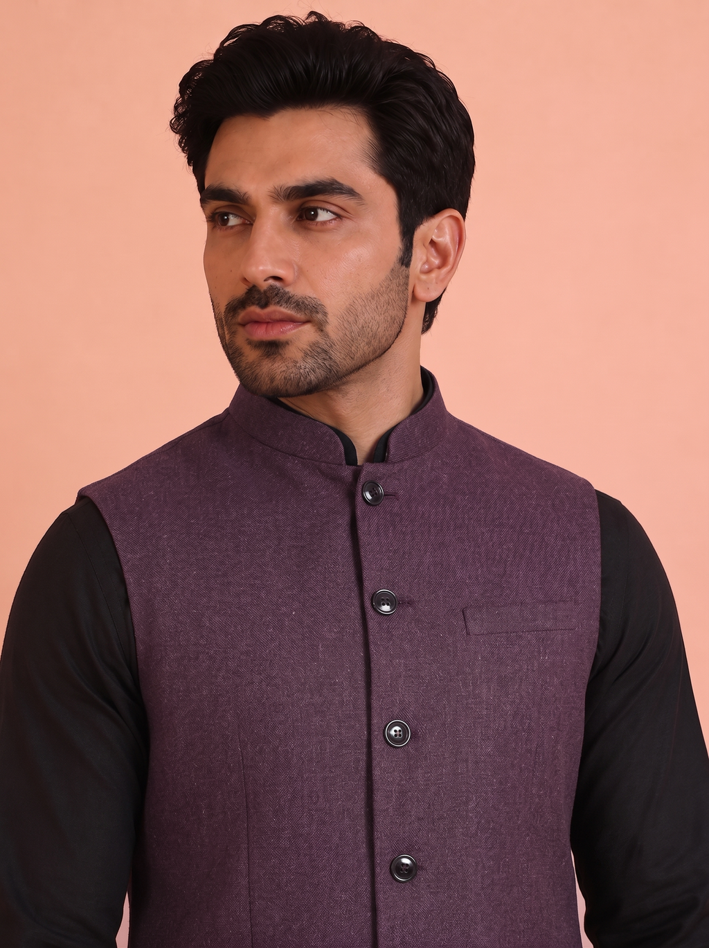 Wine Khadhi Nehru jacket
