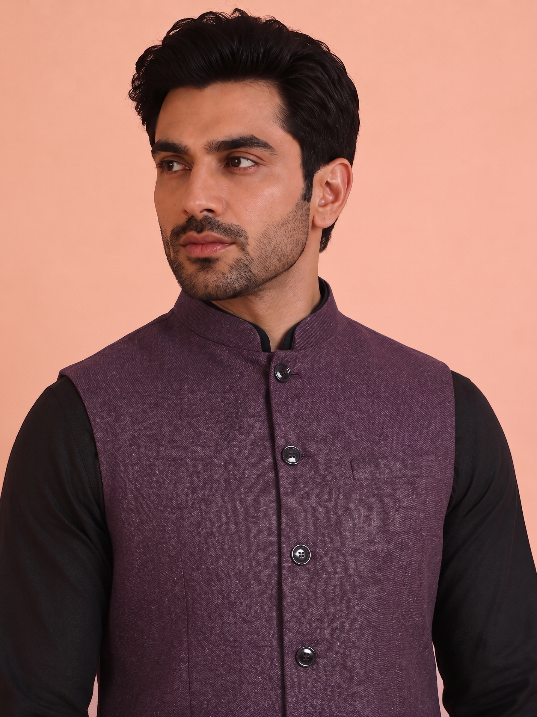 Wine Khadhi Nehru jacket