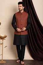 Brown Khadi Nehru Jacket