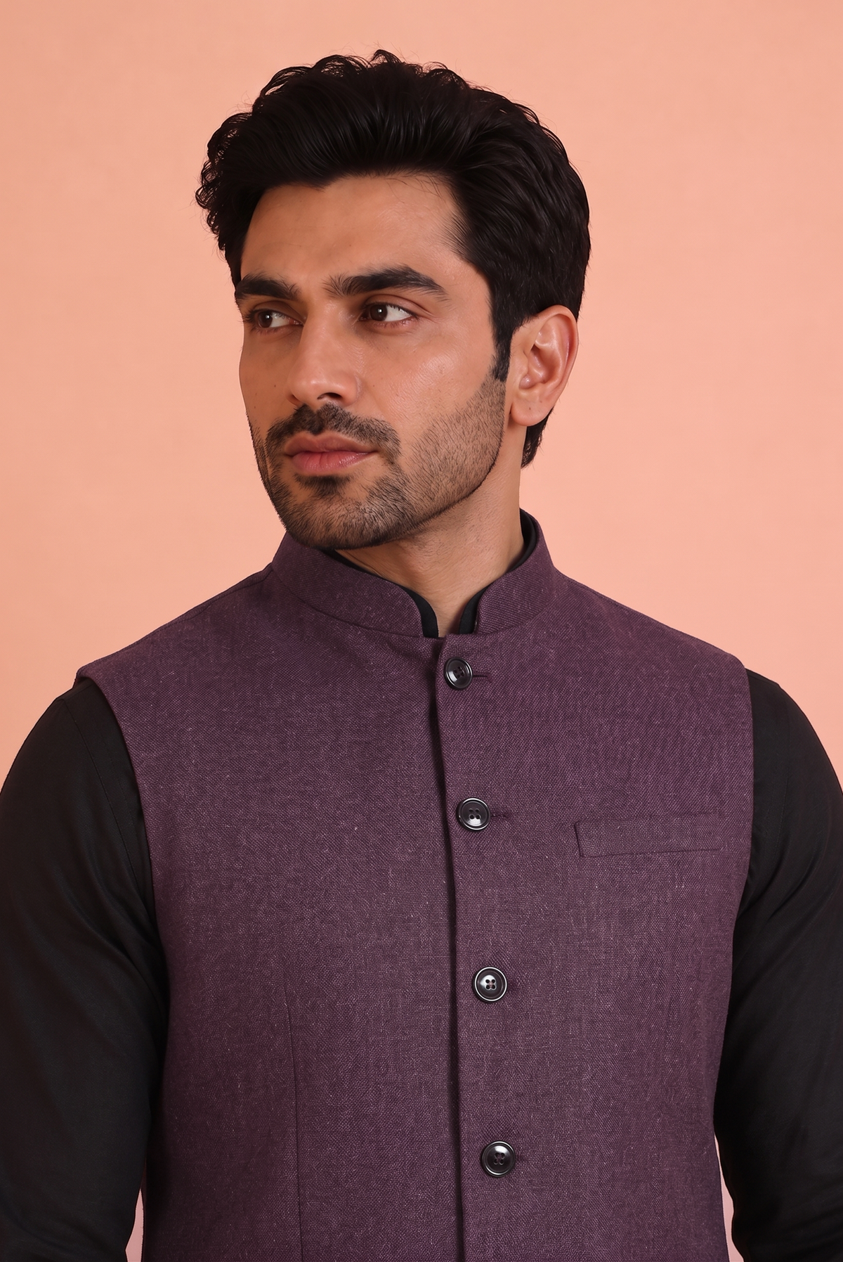 Wine Khadhi Nehru jacket