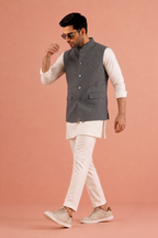 Khadi Grey Nehru Jacket