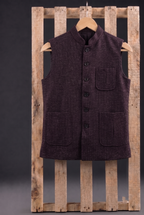 Wine Khadi nehru jacket