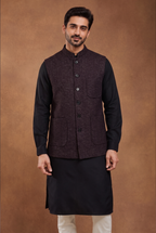 Wine Khadi nehru jacket