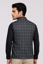 Grey green Check Nehru Jacket