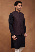 Wine Khadi nehru jacket