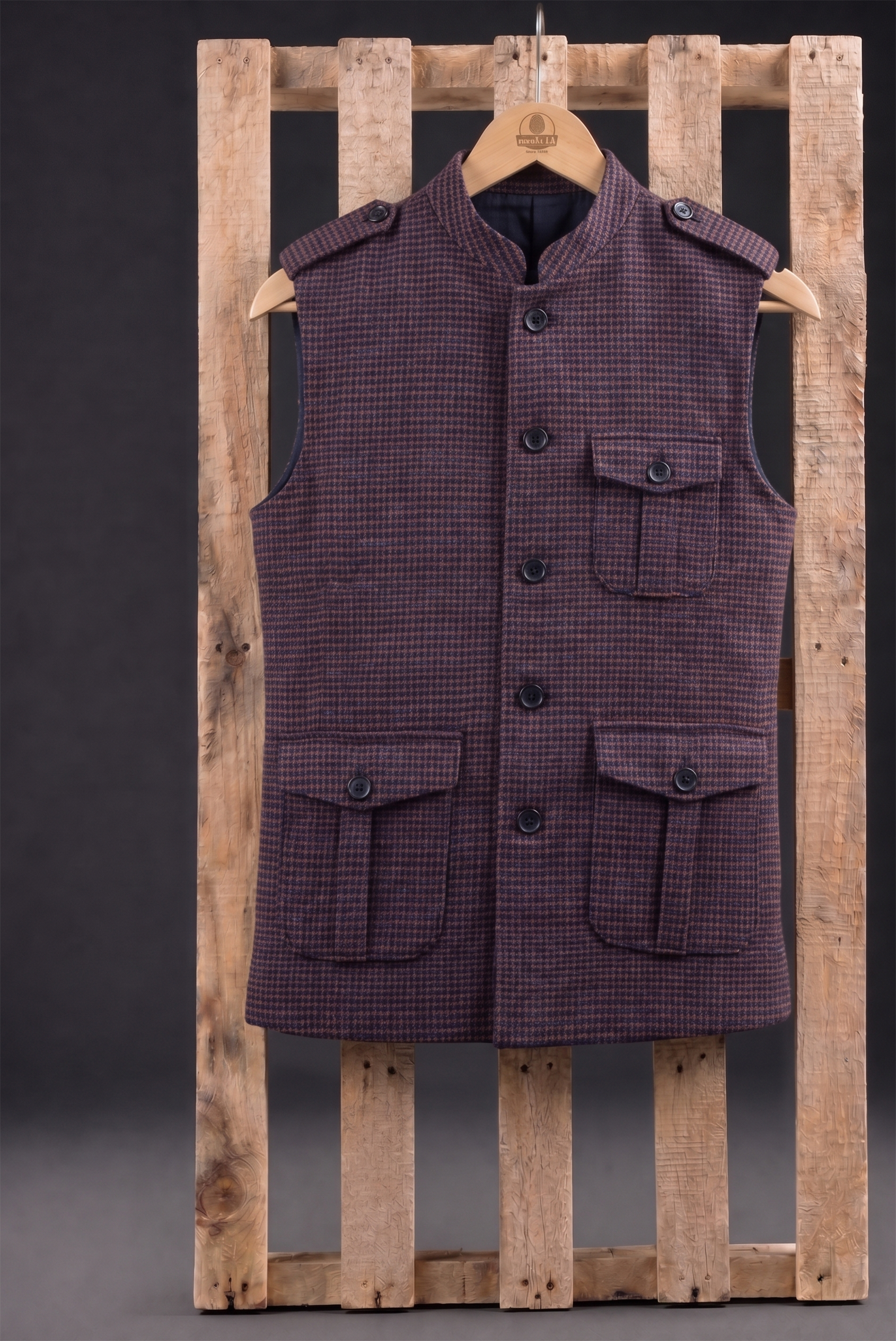Wine Check Nehru Jacket