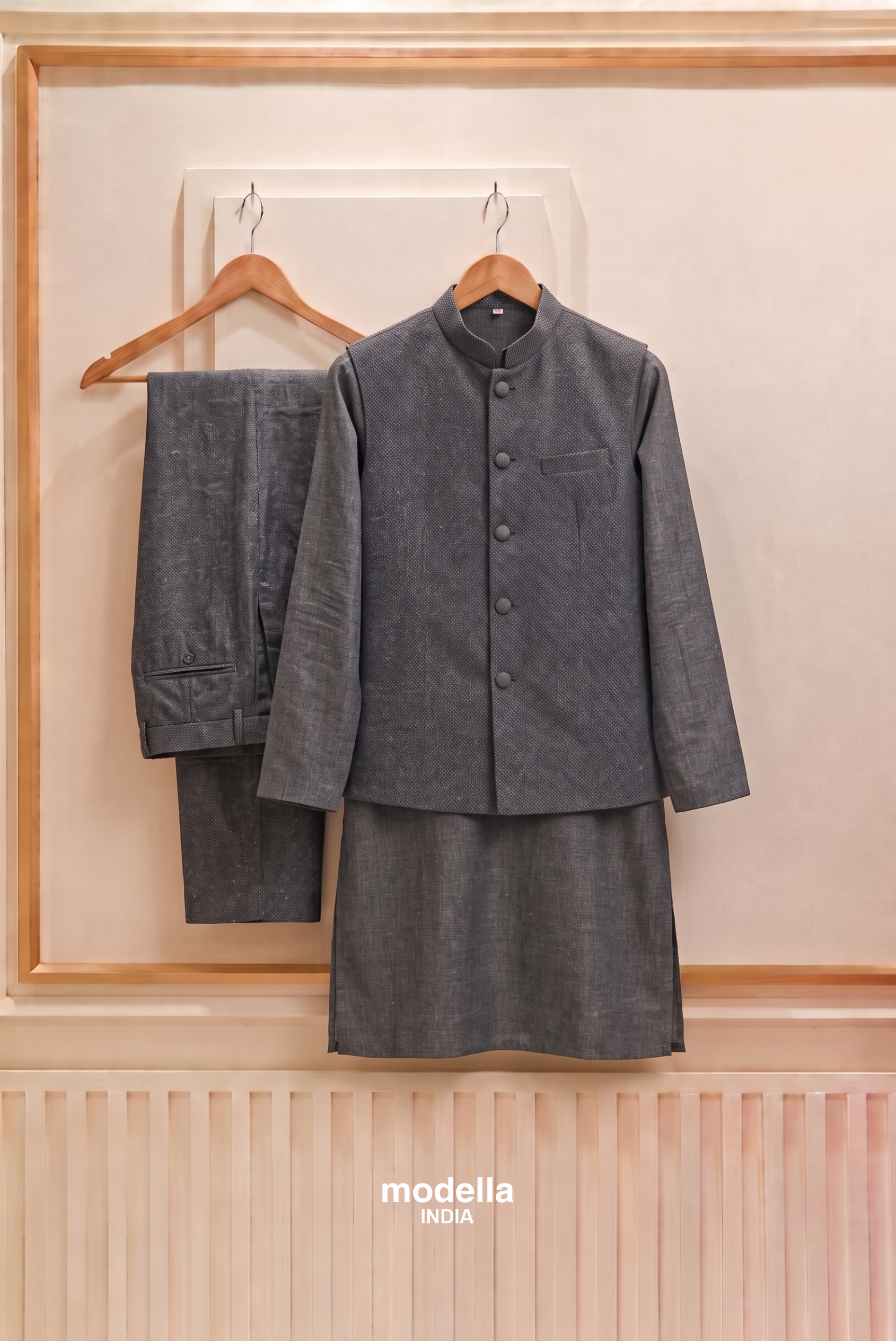 grey Kurta pajama with Jacket