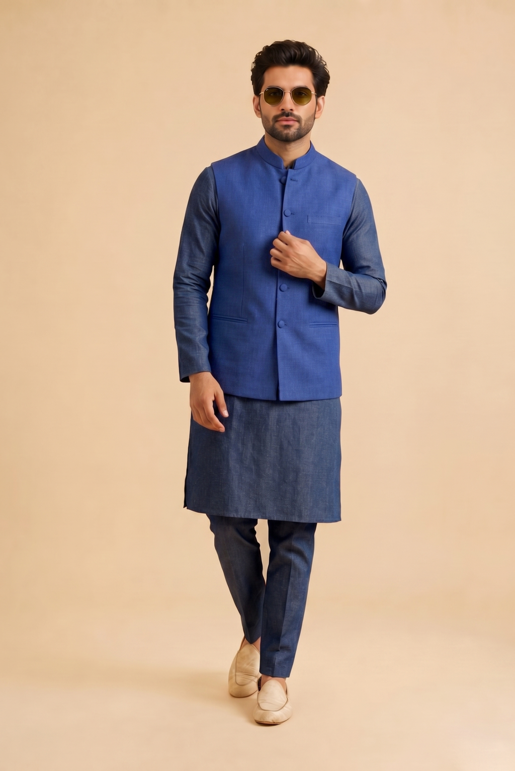 blue Kurta pajama with Jacket