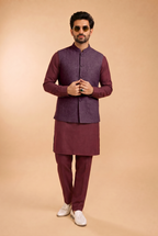 Maroon Kurta pajama with Jacket