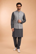 Dark Grey Kurta pajama with Jacket