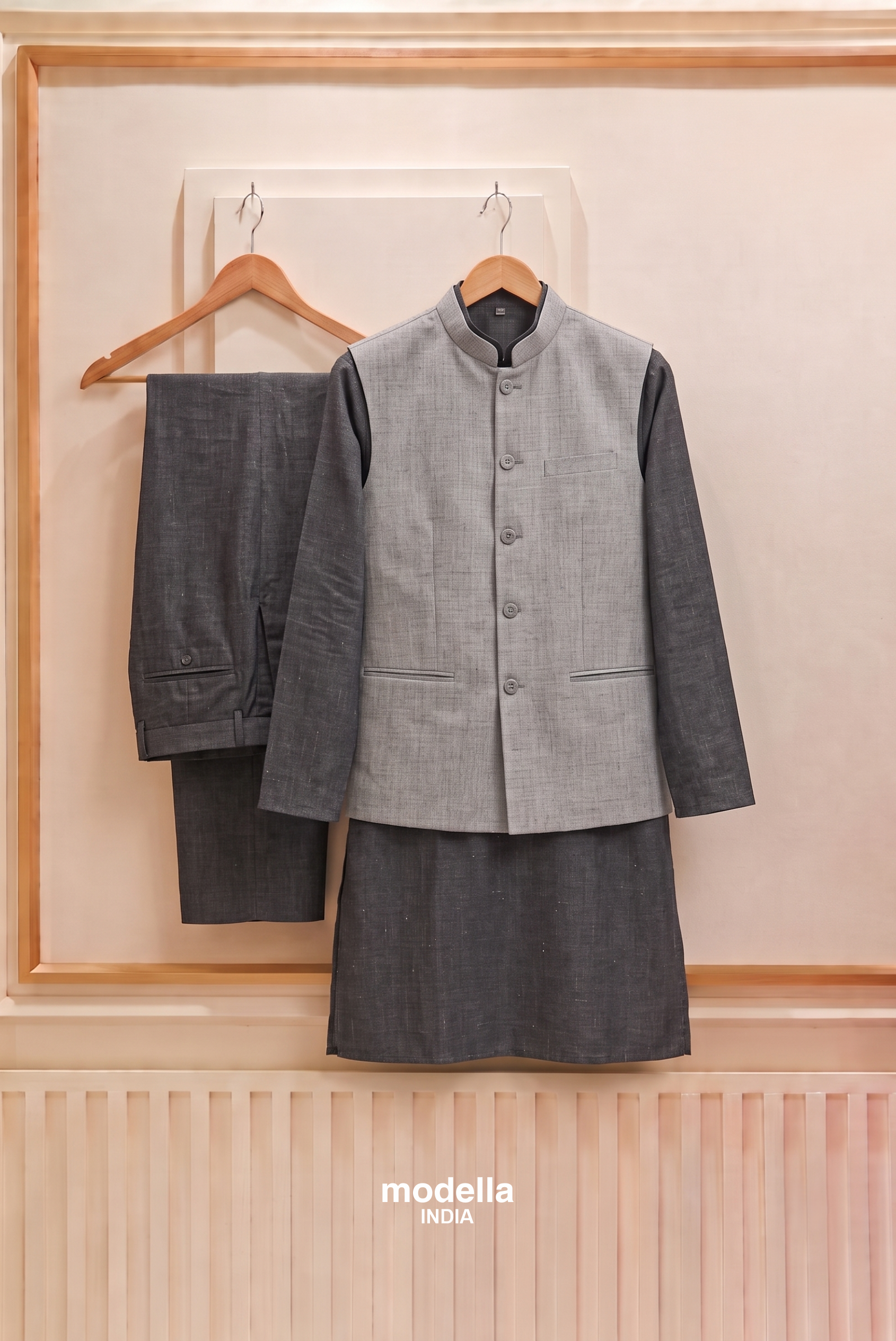 Dark Grey Kurta pajama with Jacket