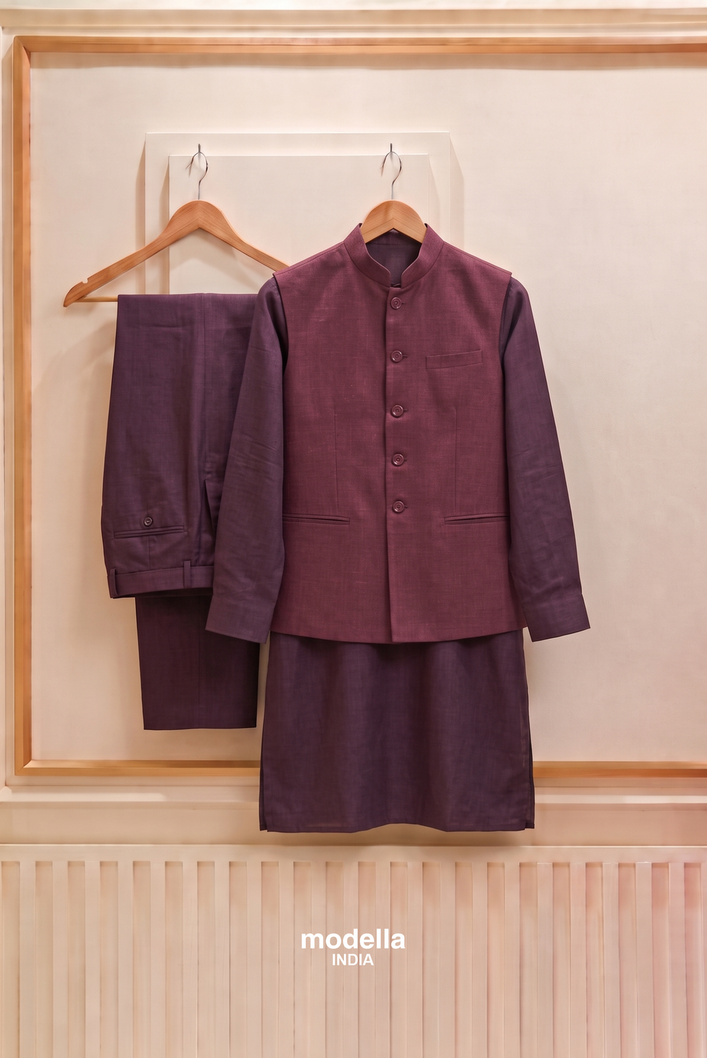 Wine Kurta pajama with Jacket